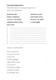 English worksheet: charles dickens novels