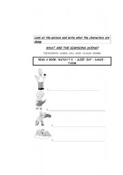 English worksheet: What are the Simpsons doing?