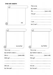 English Worksheet: draw and complete