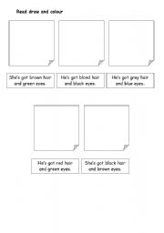 English worksheet: read, draw and colour