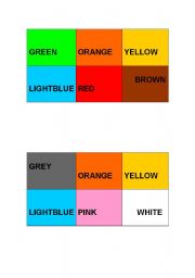 English Worksheet: bingo colours 3