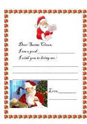 English Worksheet: Letter To Santa Claus