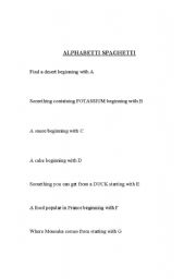 English worksheet: ALPHABETTI SPAGHETTI