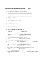 English worksheet: Simple Present Tense Practice Worksheet