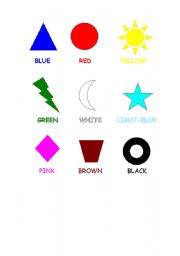 English Worksheet: Shapes and Colours