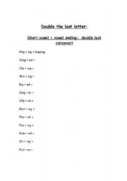 English worksheet: Suffixing: double the last letter