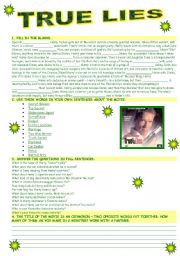 English Worksheet: TRUE LIES - movie follow-up