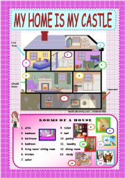 English Worksheet: MY HOME IS MY CASTLE - Rooms of a house