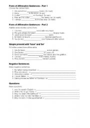 English Worksheet: Present Simple Exercises