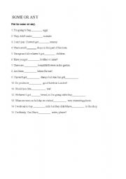 English Worksheet: SOME / ANY