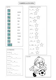 English Worksheet: Numbers and colours