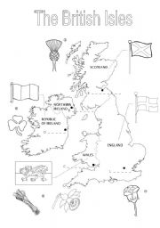 English Worksheet: The British Isles (flags, capital cities, emblems)