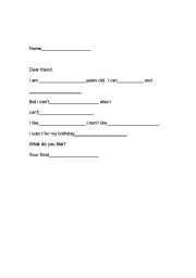 English Worksheet: Letter with can, cant  and like