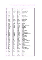 English Worksheet: irregular verbs