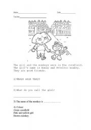 English worksheet: The girl and the monkey.