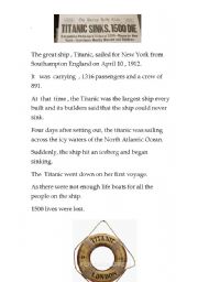 English Worksheet: The ship that could never sink