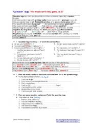 English worksheet: Question Tags I