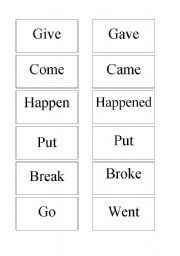 English worksheet: Memory game Simple Past
