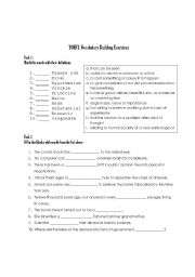 English worksheet: Vocabulary Buil-up Exercise