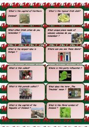 English Worksheet: Ireland and Wales conversation cards - follow up for pictionaries on the English speaking countries