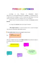 English Worksheet: TYPES OF SENTENCES