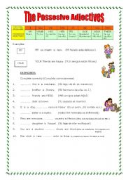 English Worksheet: THE POSSESIVE ADJECTIVES