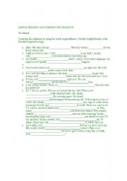 English Worksheet: Simple Present and Present Progressive