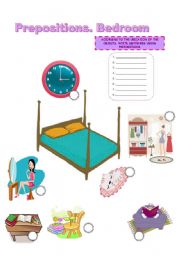 English worksheet: Prepositions and Bedroom