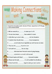 English Worksheet: Making Connections - conjunctions