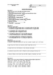 English Worksheet: Adjective order Test