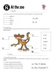 English Worksheet: At the zoo