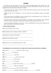 English Worksheet: Reading about first dates
