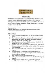 English worksheet: Mankala-Ancient Asian and African game