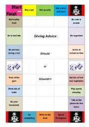 English Worksheet: Giving Advice Boardgame