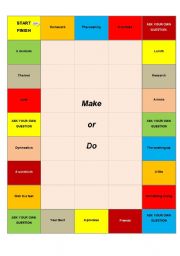 English Worksheet: Make or Do Boardgame