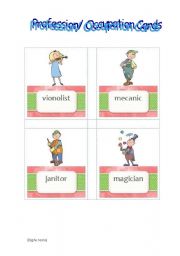 English Worksheet: Profession Cards - Set 3