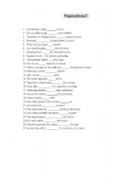 English Worksheet: prepositions