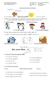 English Worksheet: Likes and dislikes