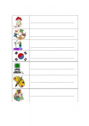 English Worksheet: school subject pictionary