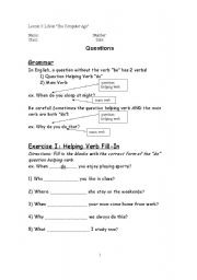 English worksheet: Questions and Actions