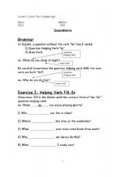 English Worksheet: Questions and Actions