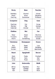 English Worksheet: Taboo Game- cards