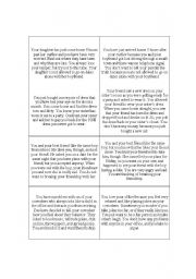 English Worksheet: Problem Solving Role Play Cards