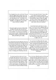English Worksheet: Problem Solving Role Play Cards