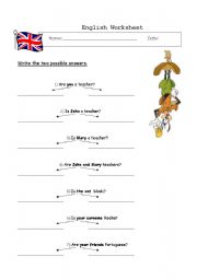 English Worksheet: Verb to be - Inverted questions