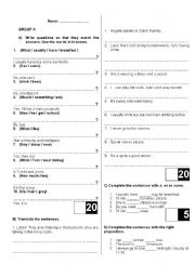 English Worksheet: Present Simple vs Present Continous, Modals etc Test