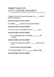 English worksheet: CAN vs COULD