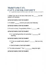 English Worksheet: CAN vs COULD