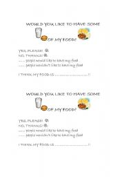 English Worksheet: Food..Would you like some??