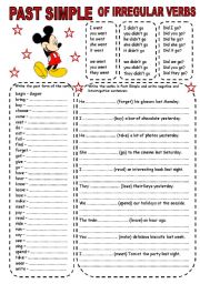 English Worksheet: PAST SIMPLE OF IRREGULAR VERBS (1) (2 PAGES)